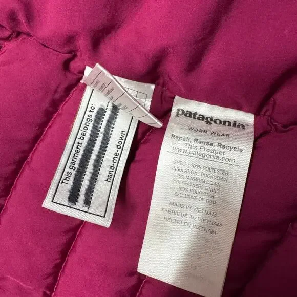 Patagonia Kids Duck Down 600-Fill Insulated Puffer Vest Size XS (5-6) Magenta - Picture 6 of 7